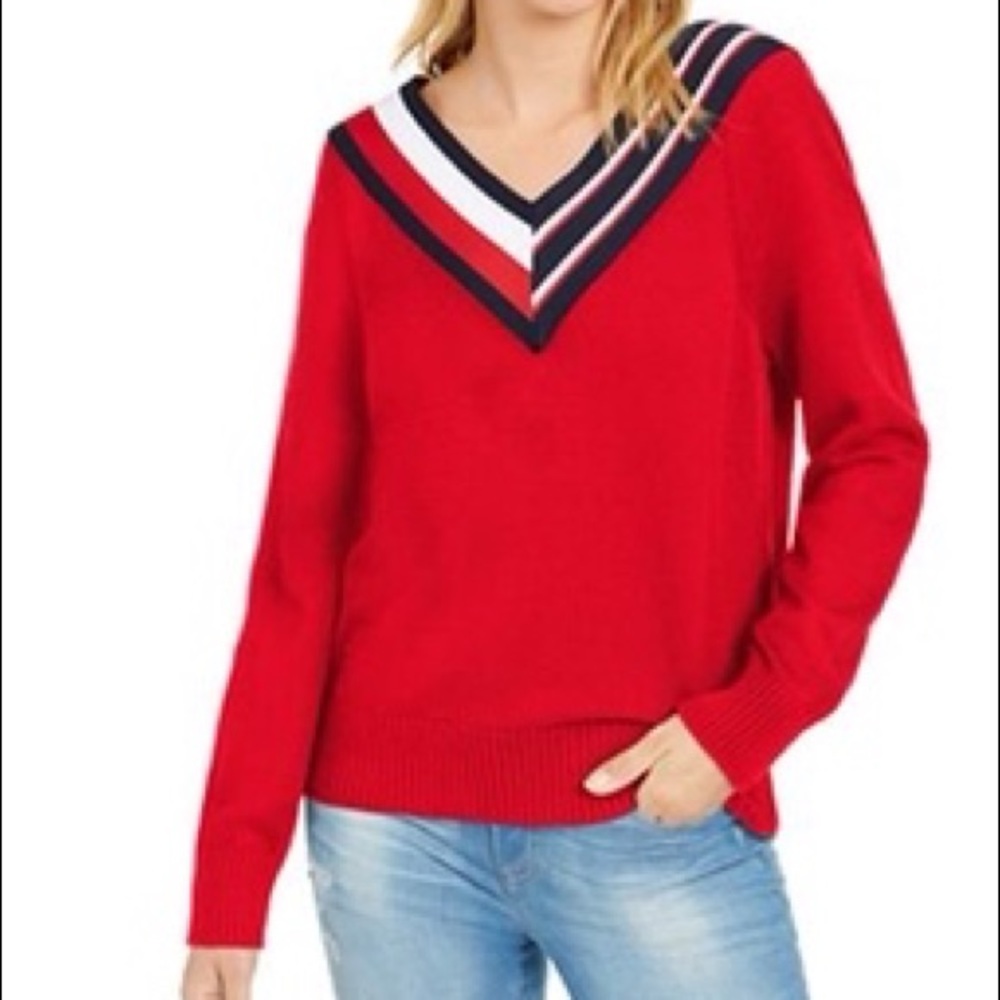 Tommy Hilfiger Striped V-neck Sweater